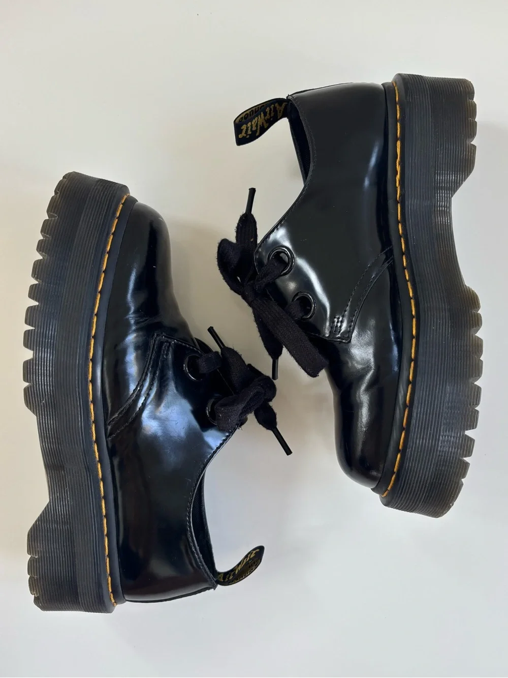 Dr. Martens Women's Black Holly Women's Leather Platform Shoes Size US 8 EU39